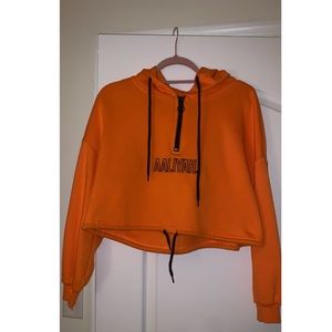 Orange Aaliyah Cropped hoodie